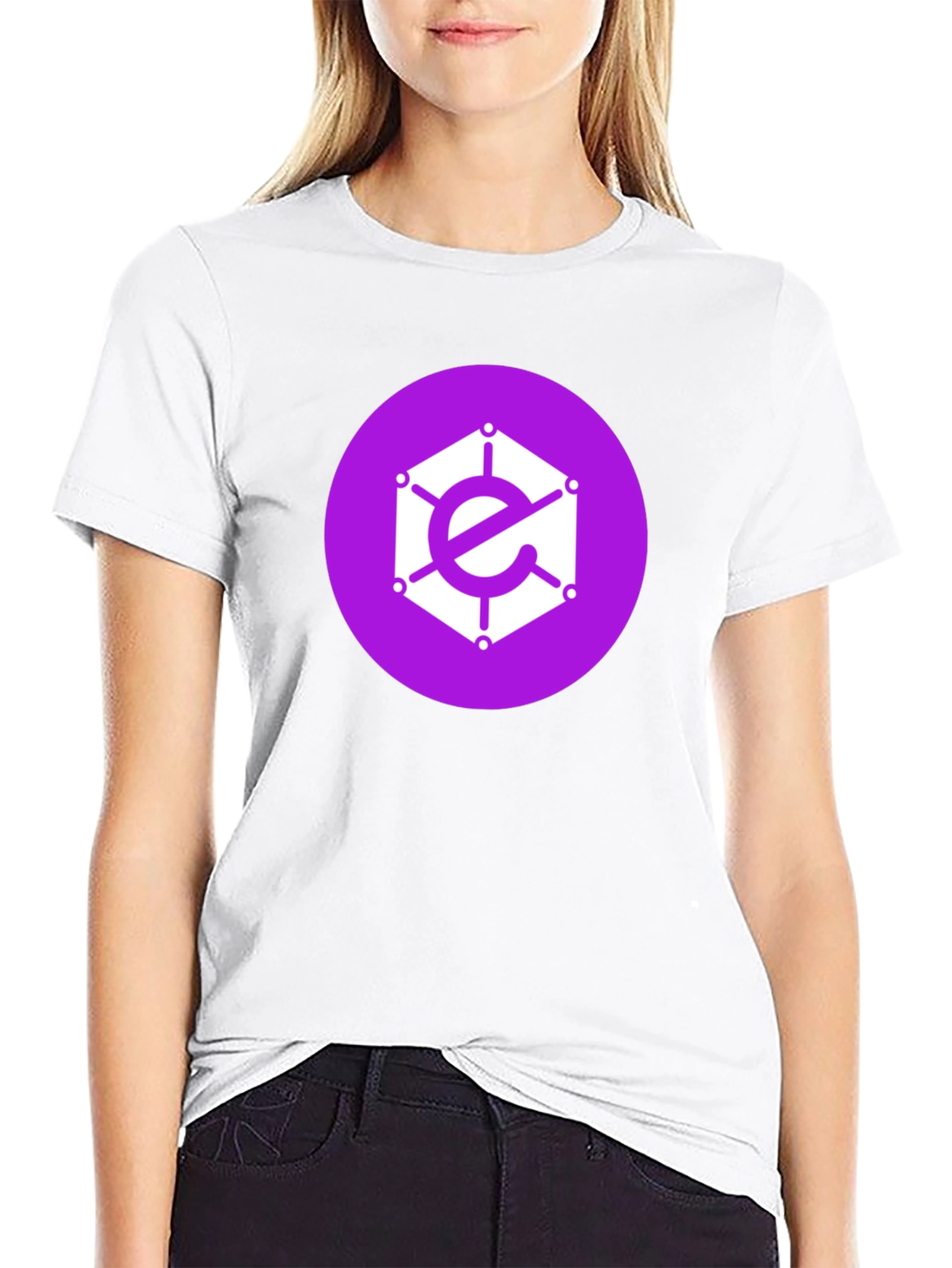 Geometric Logo Tee - Purple Icon on Black