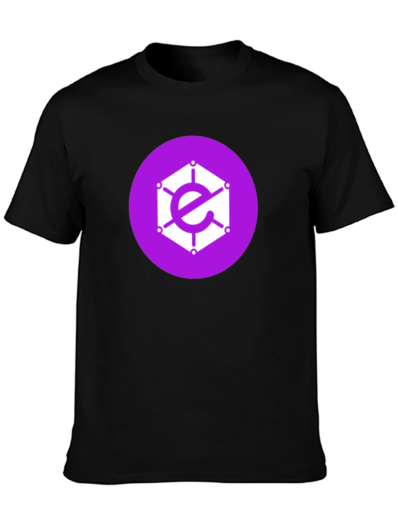 Geometric Logo Tee - Purple Icon on Black