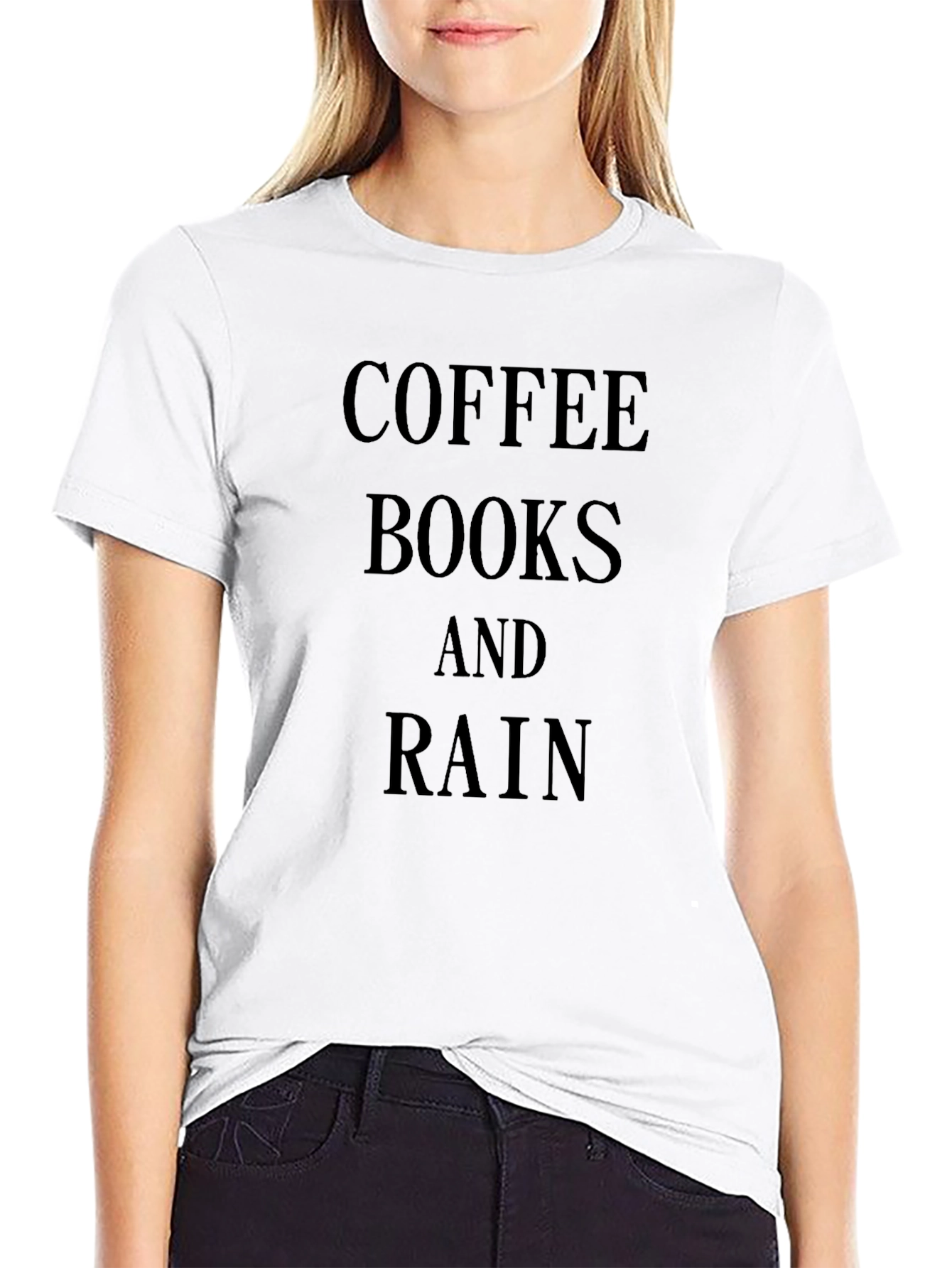 Coffee Books and Rain Black Graphic T-Shirt