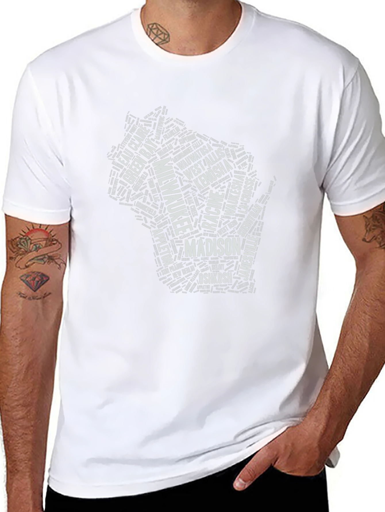 Wisconsin Cities Black T-Shirt