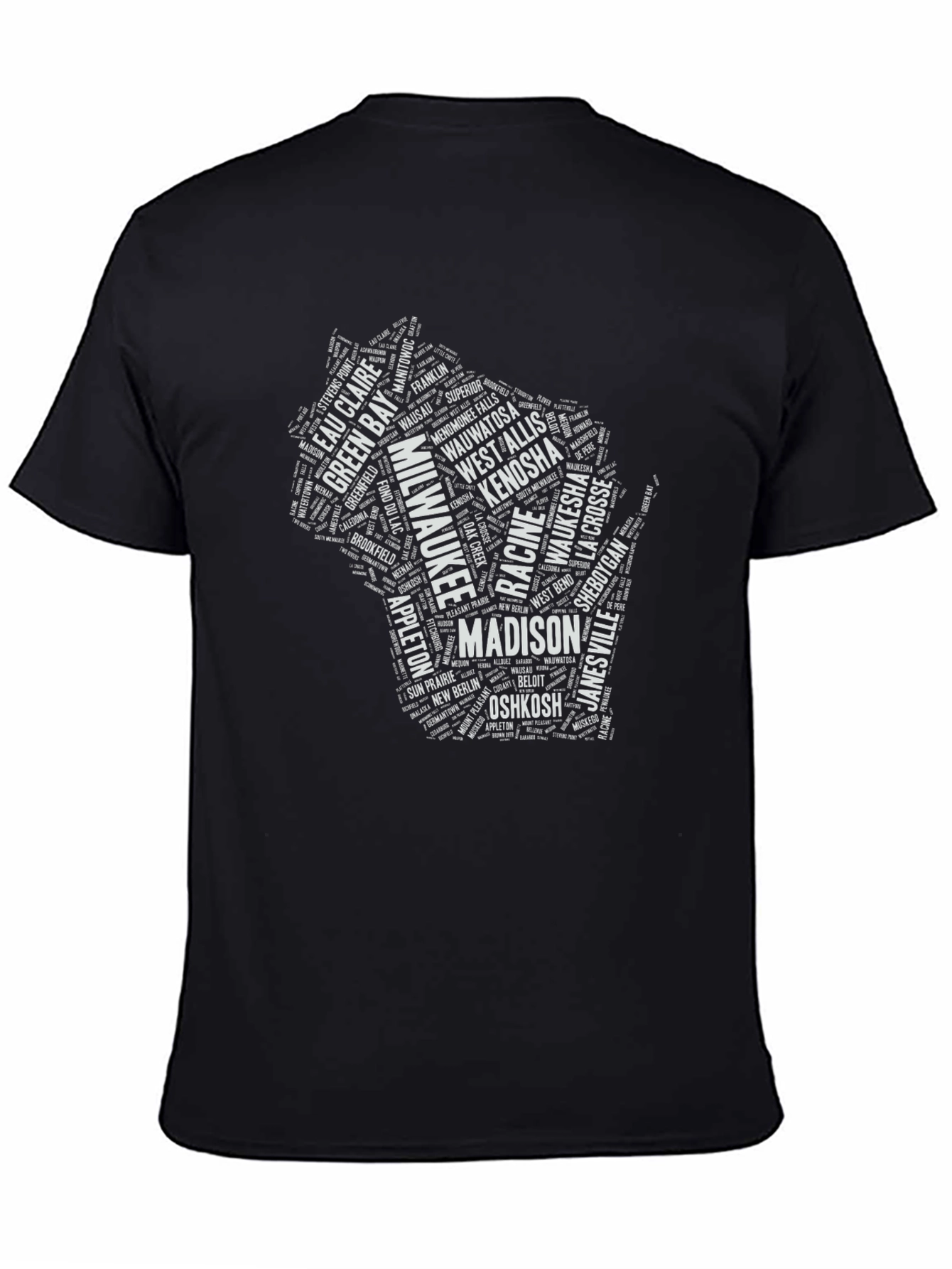Wisconsin Cities Black T-Shirt