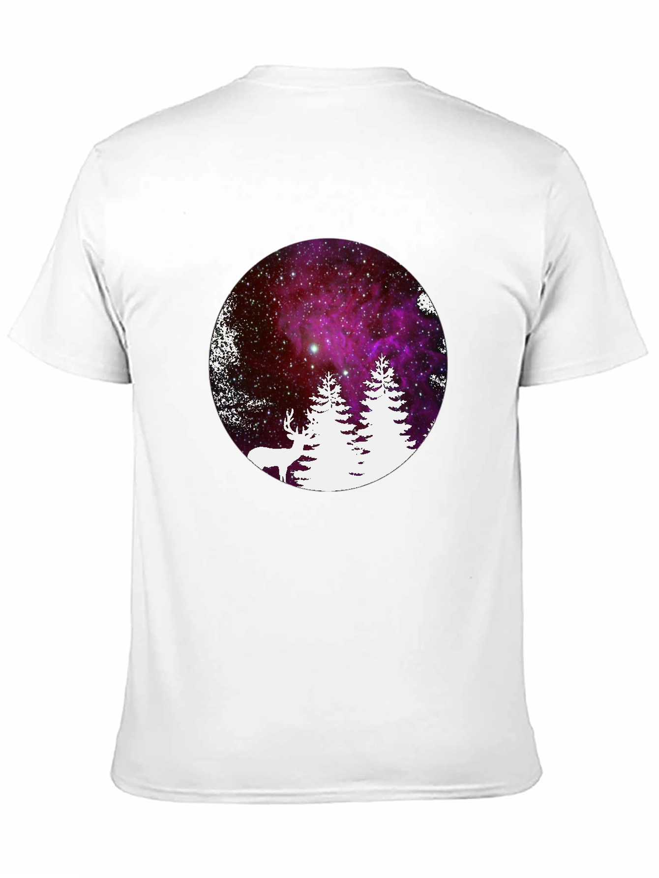 Galaxy Deer & Trees Black T-Shirt