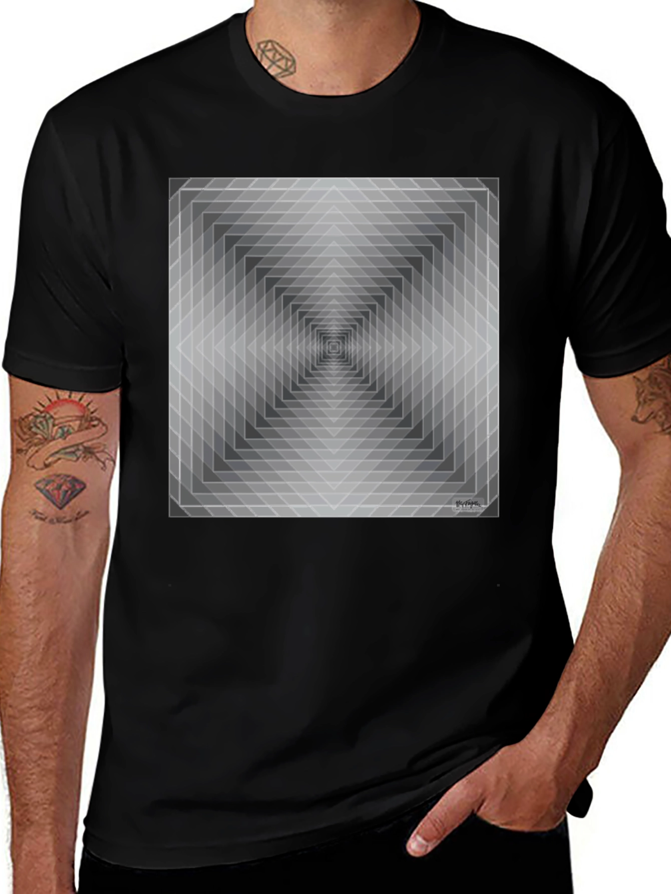 Geometric Illusion T-Shirt - Modern Art Tee