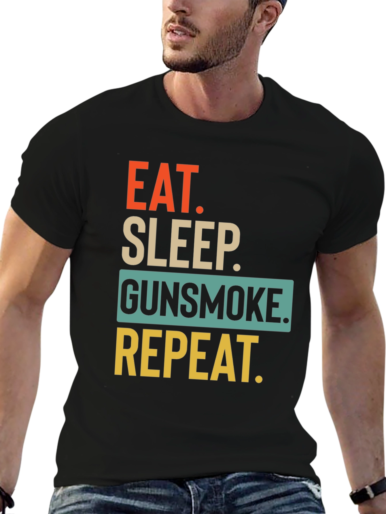 Eat Sleep Gunsmoke Repeat T-Shirt Black
