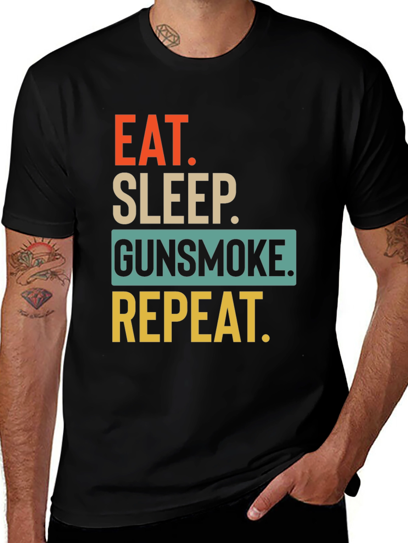 Eat Sleep Gunsmoke Repeat T-Shirt Black
