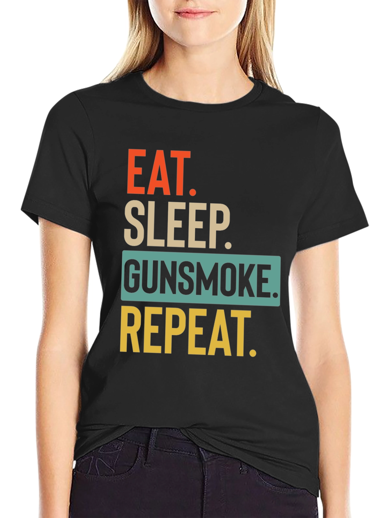 Eat Sleep Gunsmoke Repeat T-Shirt Black