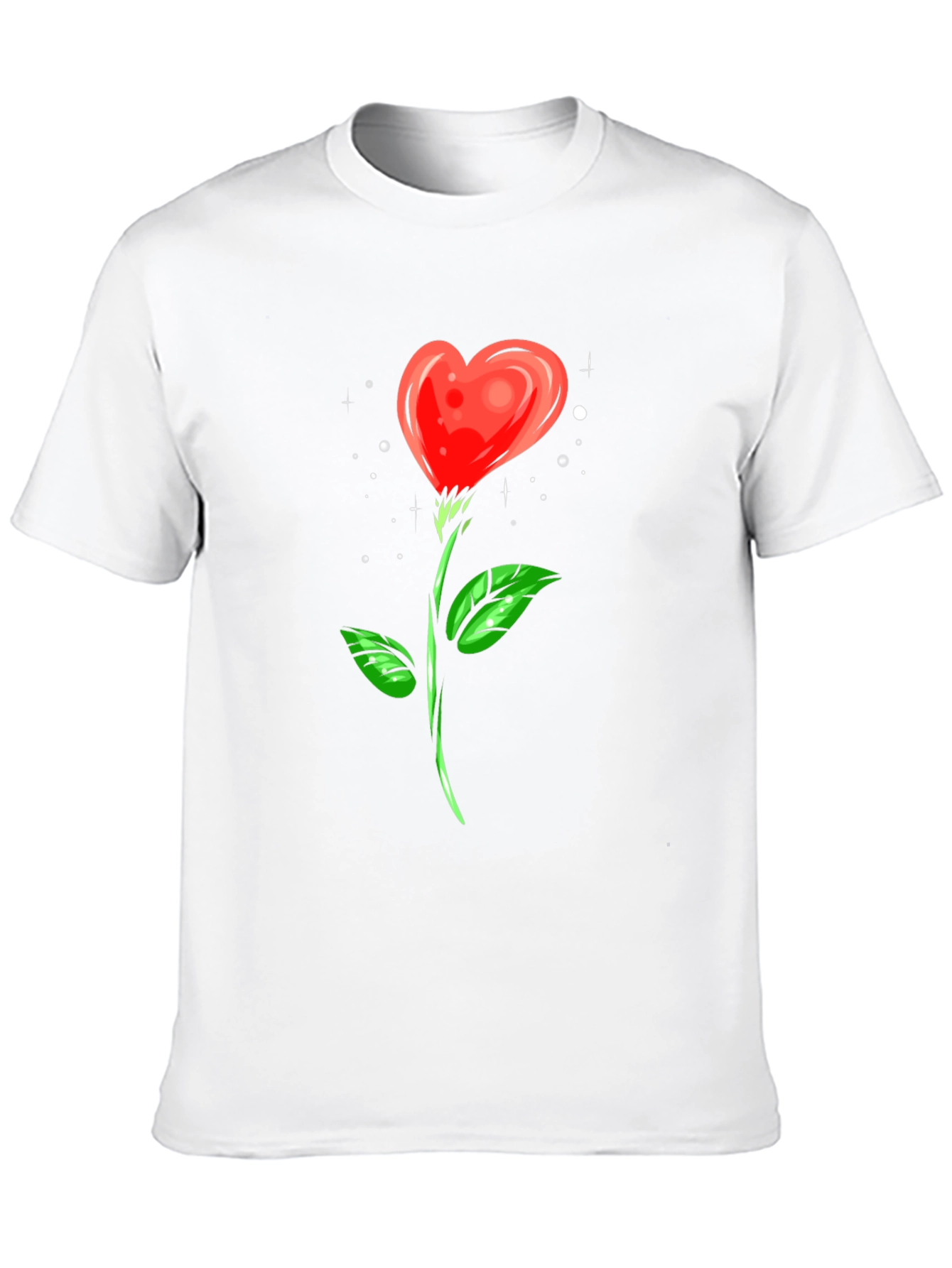 Heart Rose Graphic Tee - Black Cotton Shirt