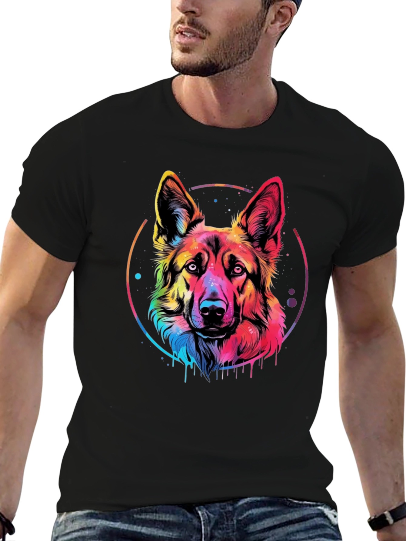 Rainbow German Shepherd Graphic Tee