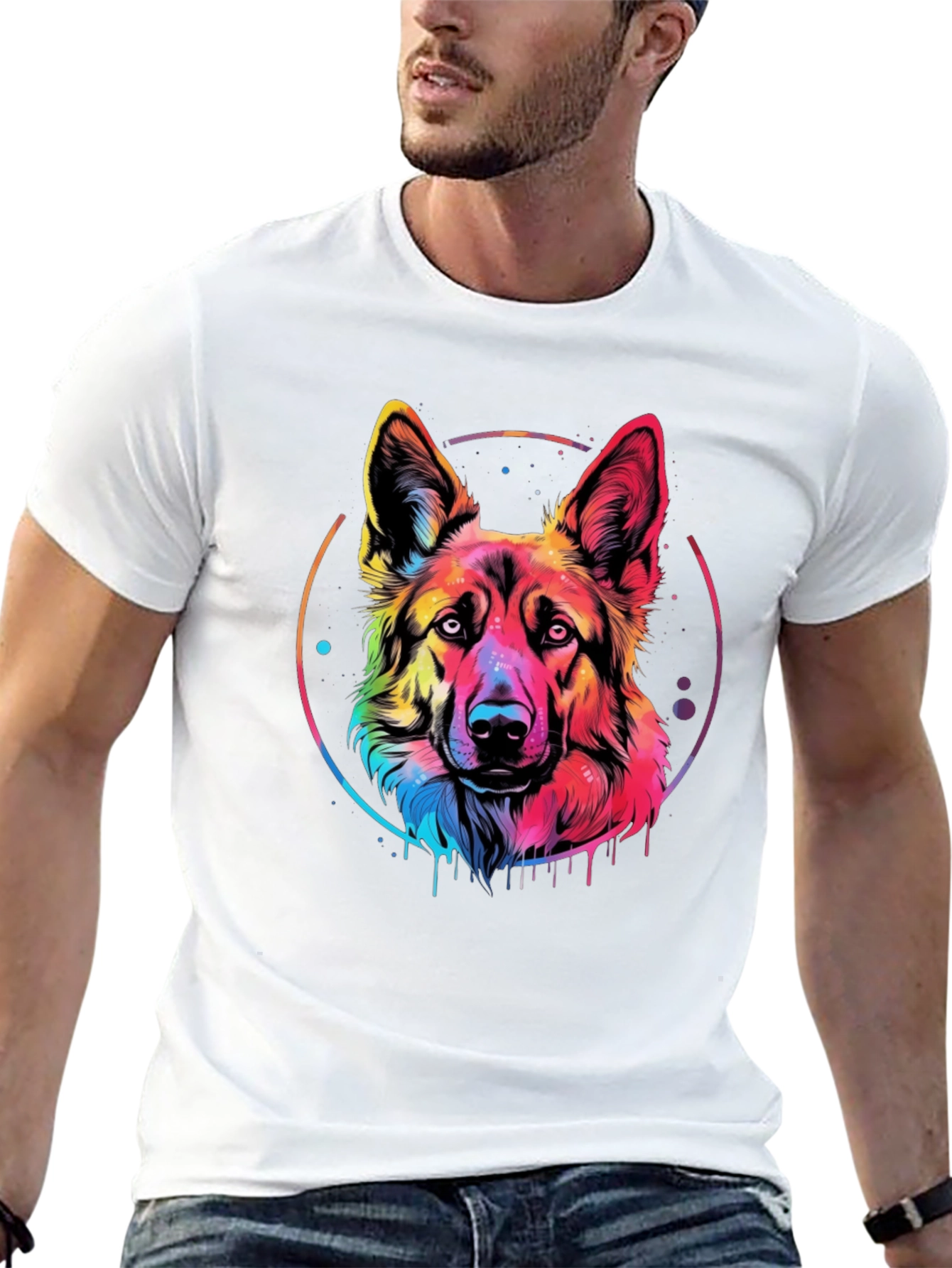 Rainbow German Shepherd Graphic Tee