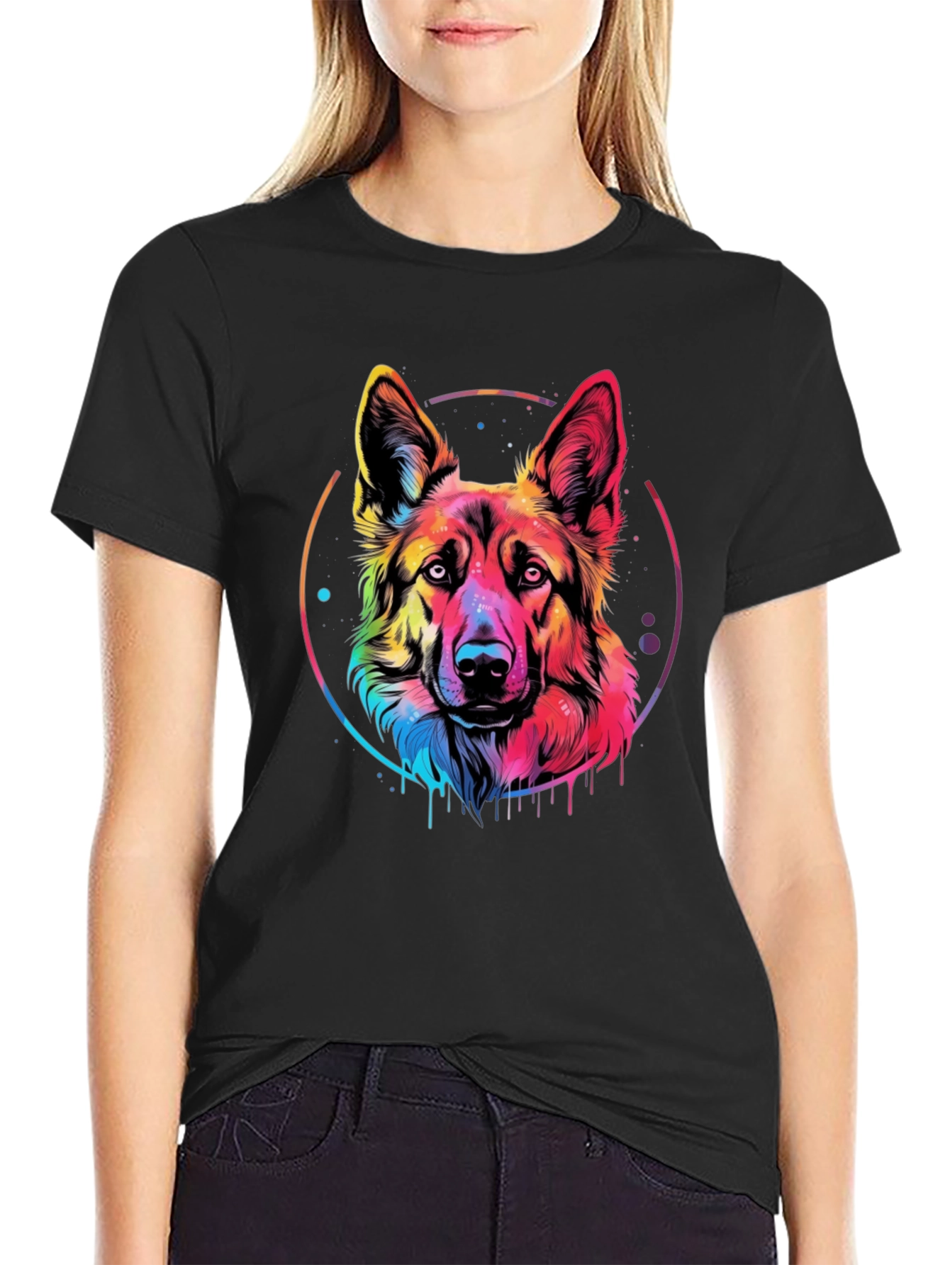 Rainbow German Shepherd Graphic Tee