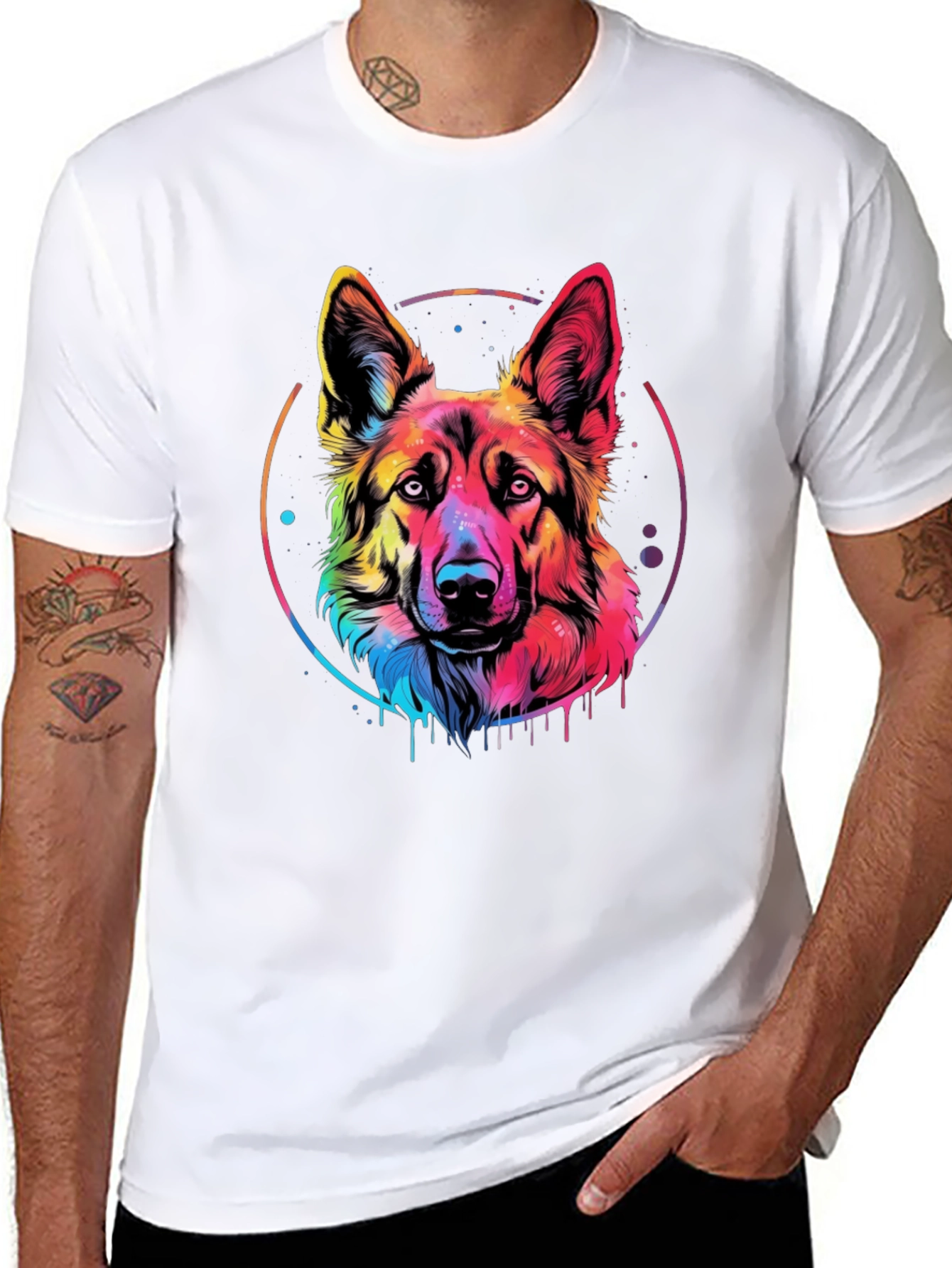 Rainbow German Shepherd Graphic Tee