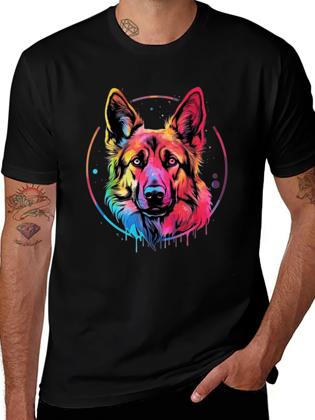 Rainbow German Shepherd Graphic Tee
