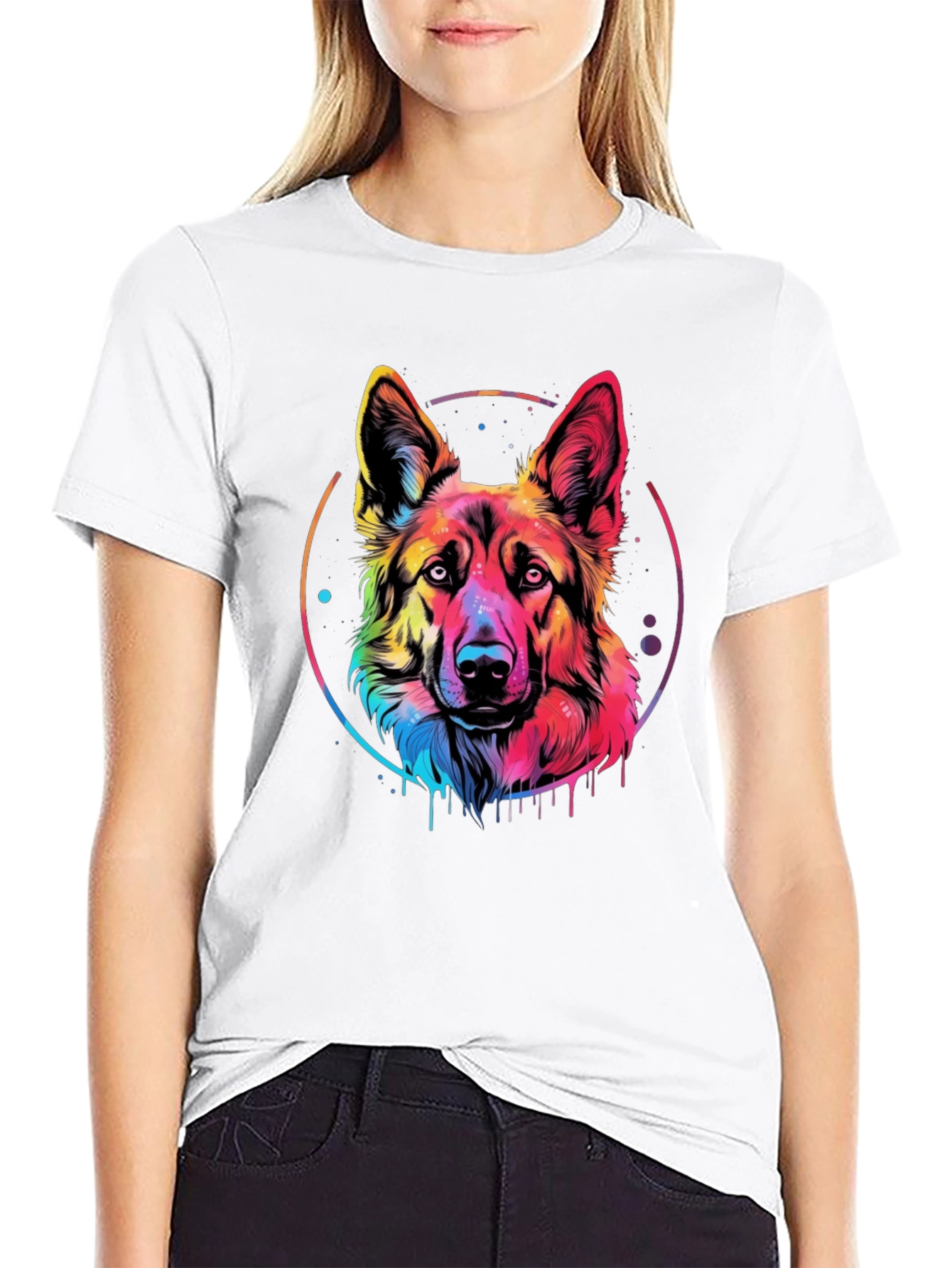 Rainbow German Shepherd Graphic Tee