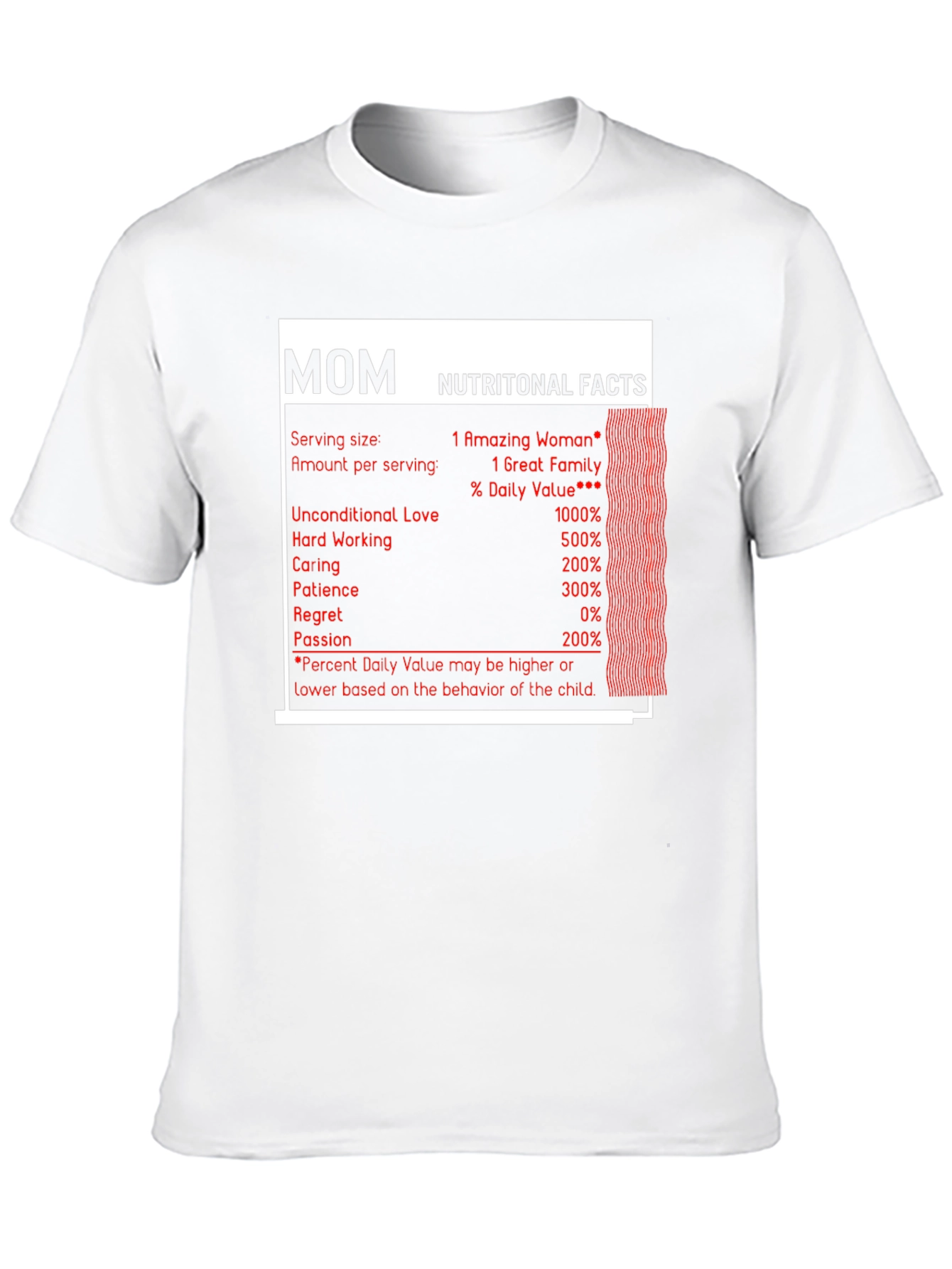 Mom Nutritional Facts Graphic T-Shirt