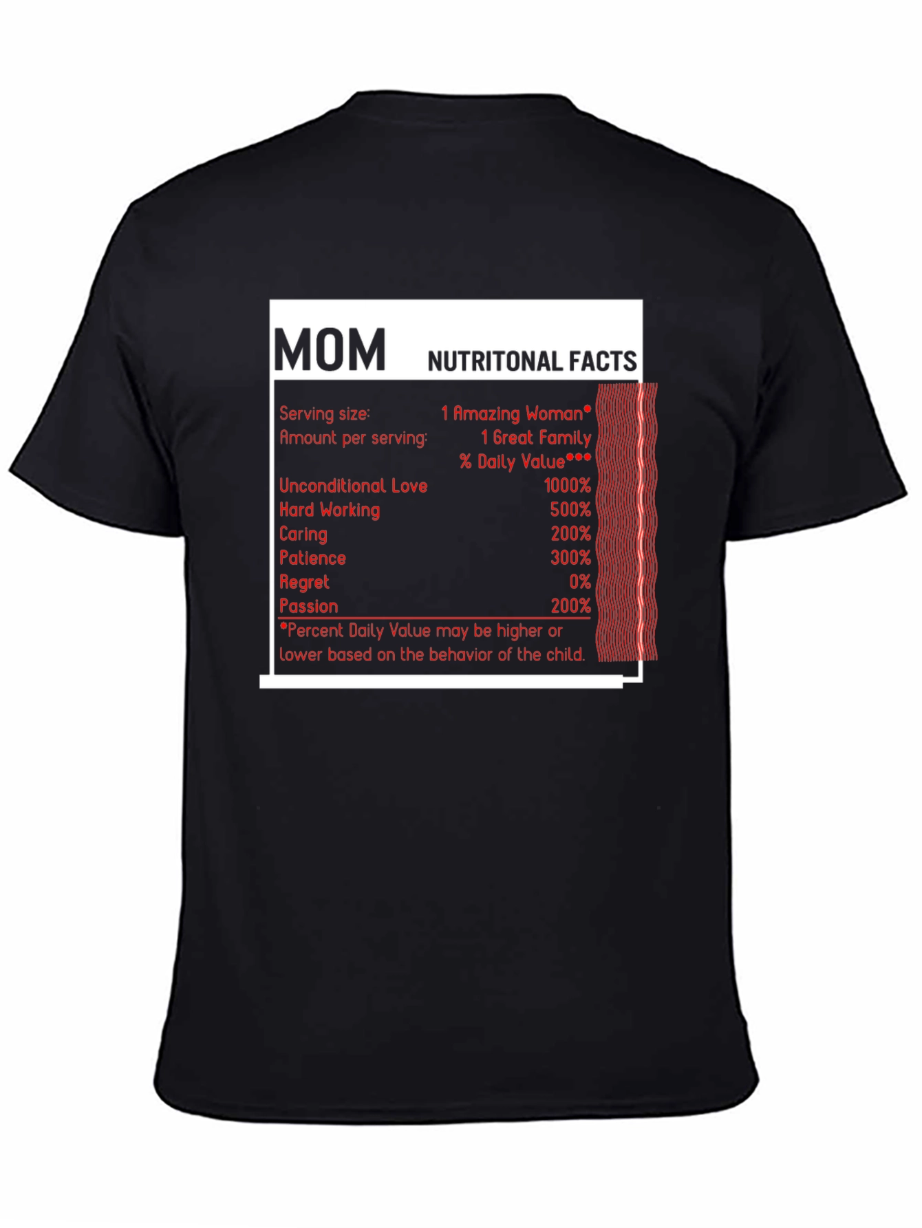 Mom Nutritional Facts Graphic T-Shirt