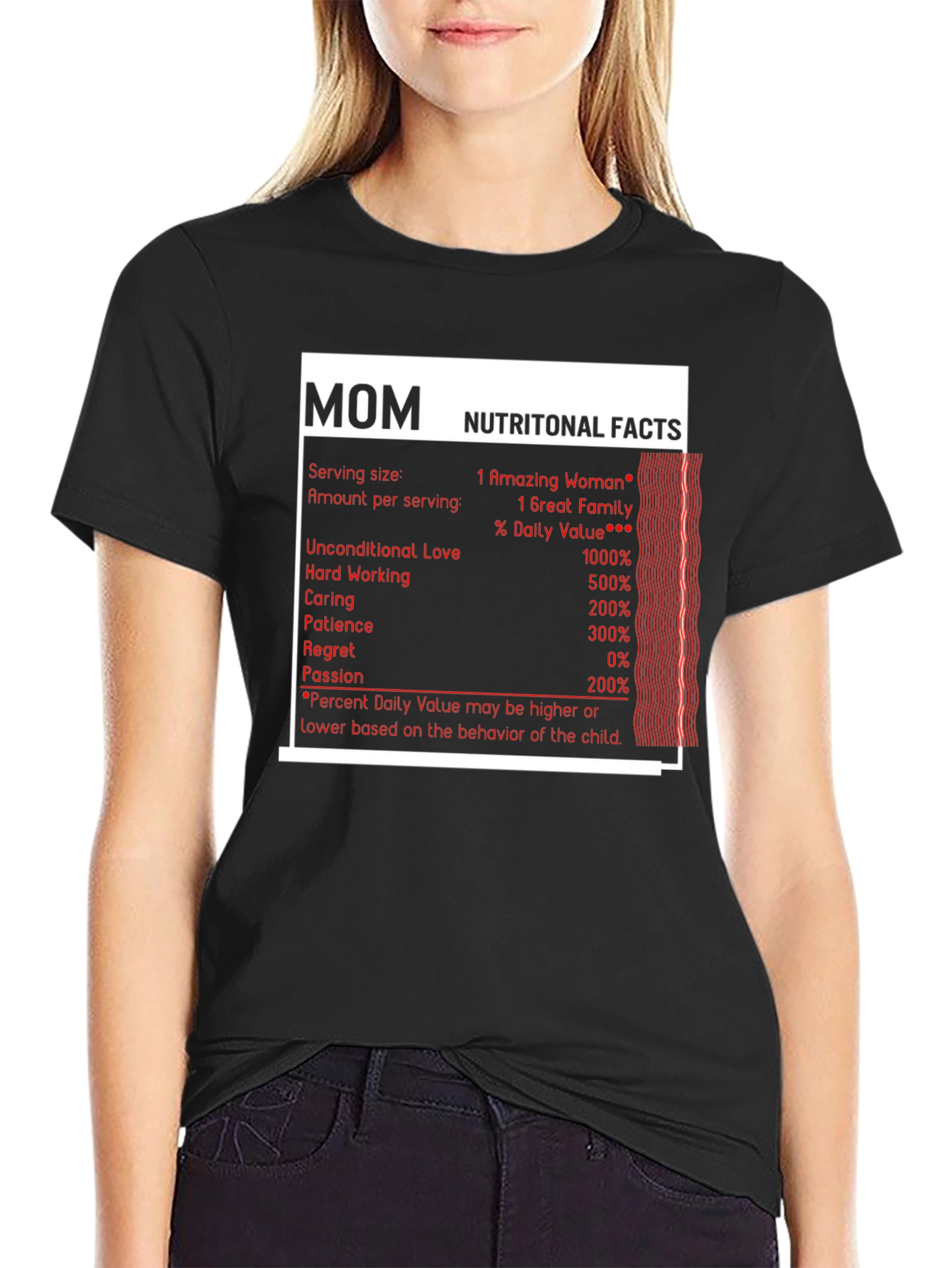 Mom Nutritional Facts Graphic T-Shirt