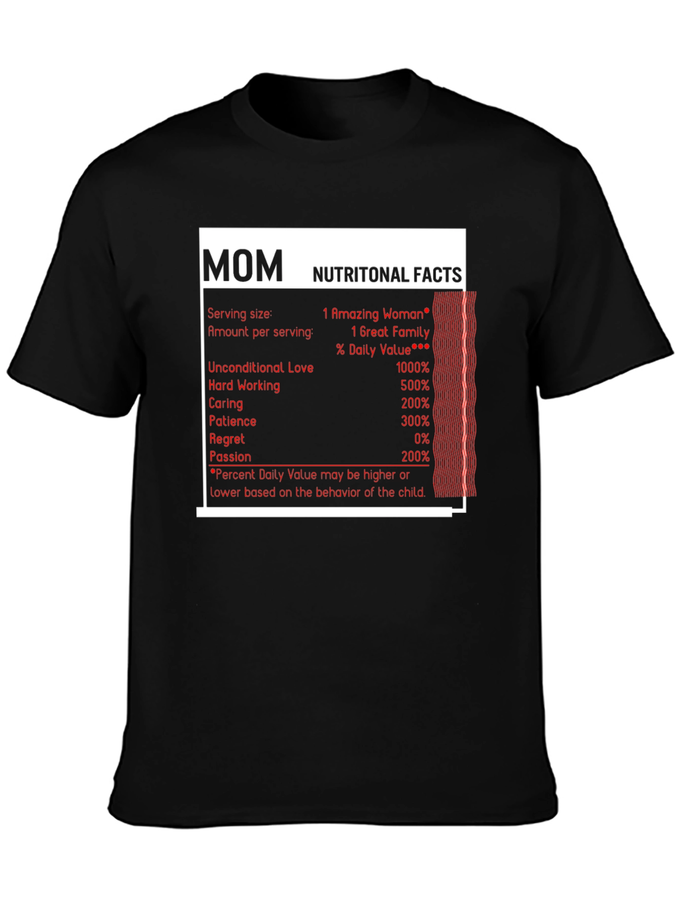 Mom Nutritional Facts Graphic T-Shirt