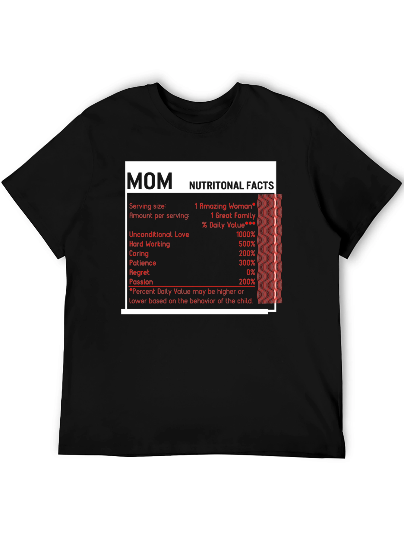 Mom Nutritional Facts Graphic T-Shirt