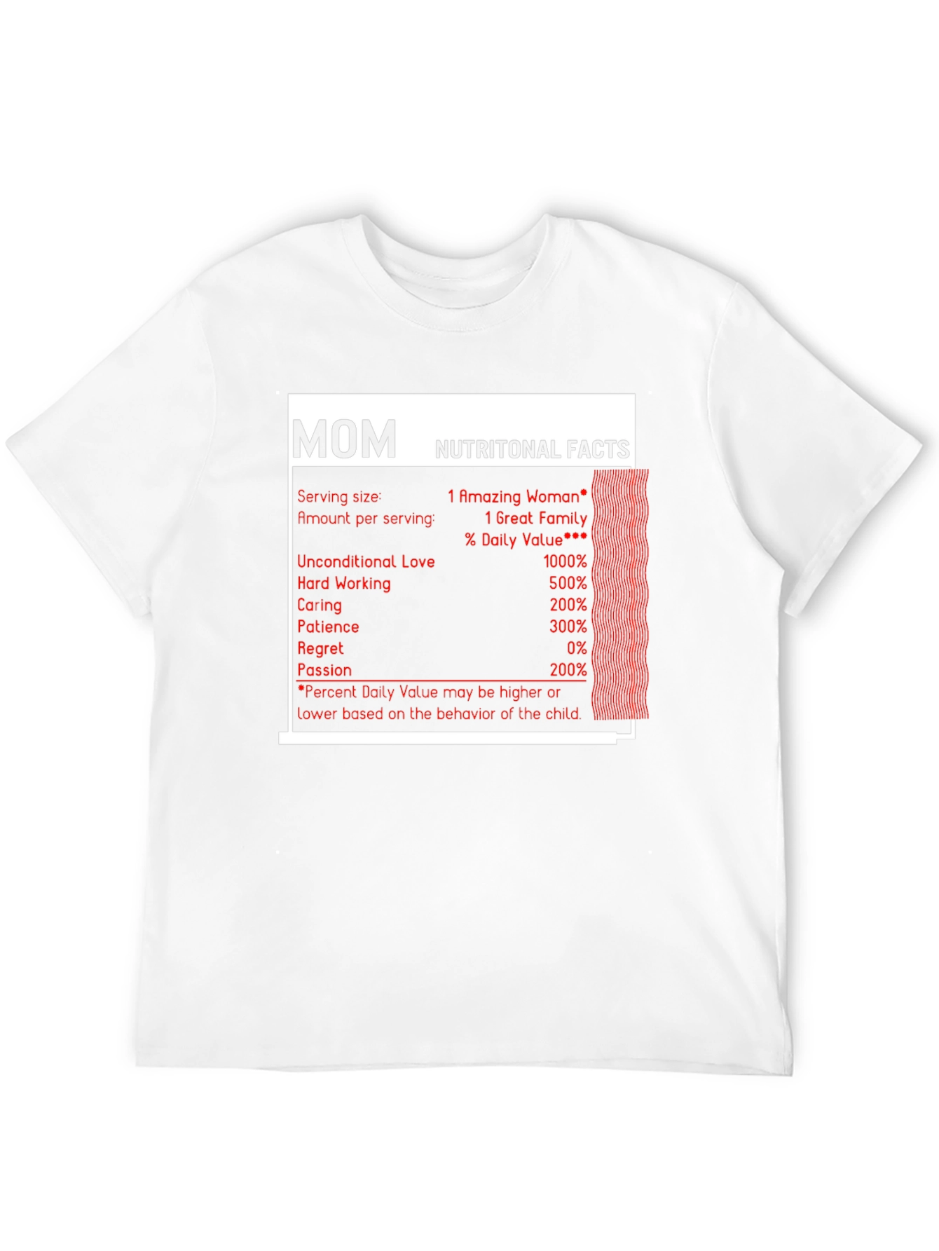 Mom Nutritional Facts Graphic T-Shirt