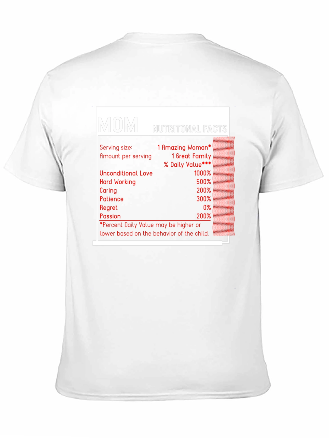 Mom Nutritional Facts Graphic T-Shirt