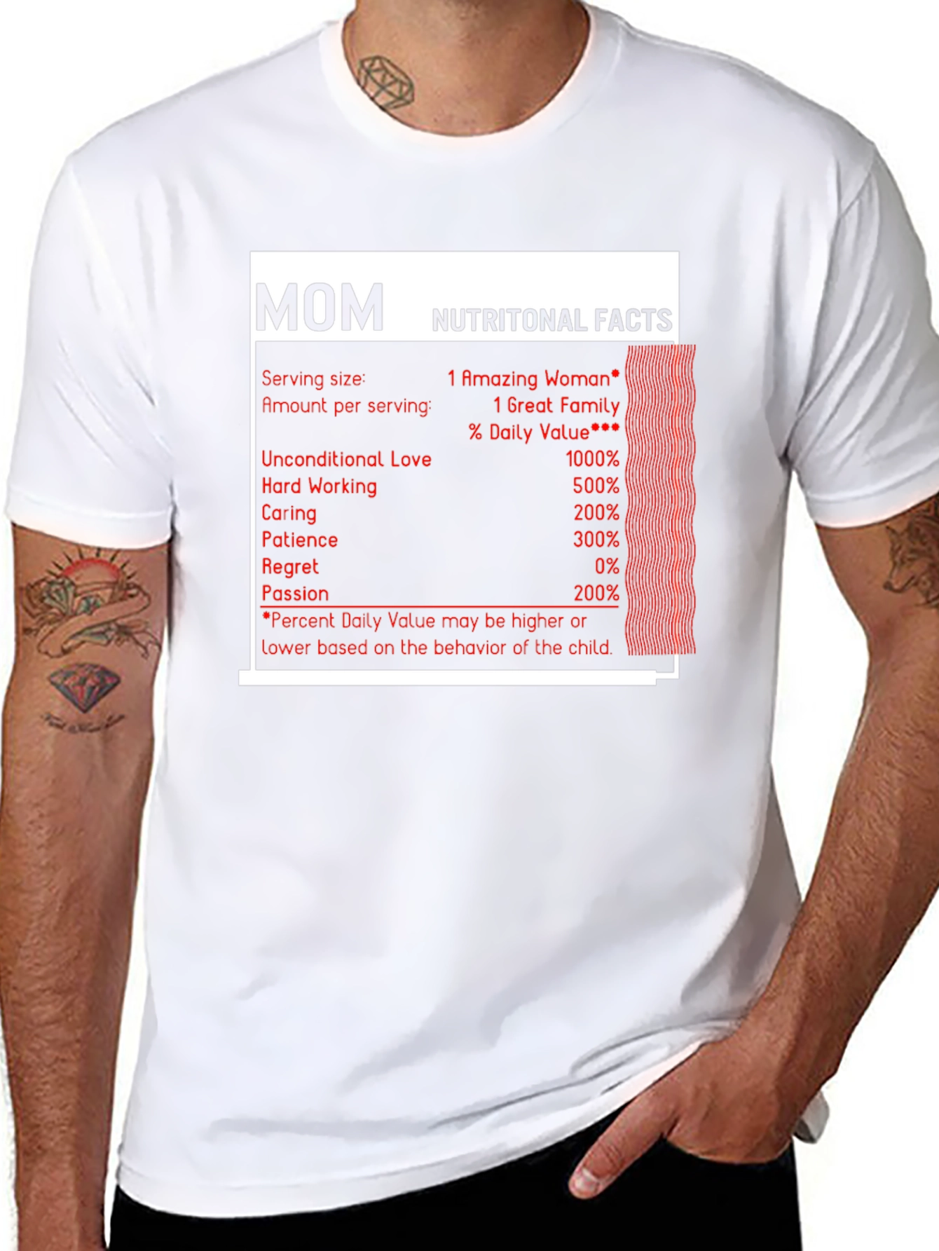 Mom Nutritional Facts Graphic T-Shirt