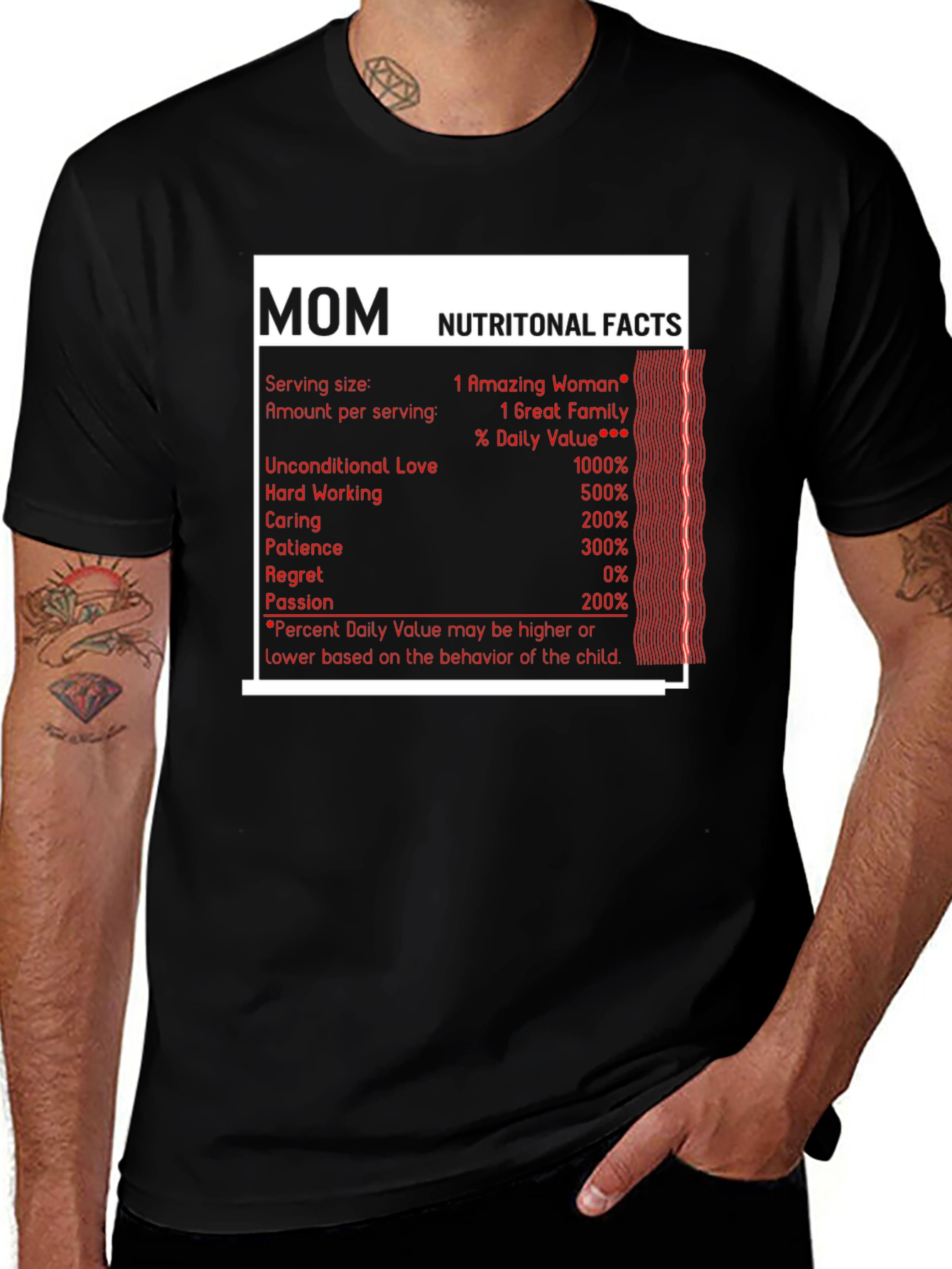 Mom Nutritional Facts Graphic T-Shirt