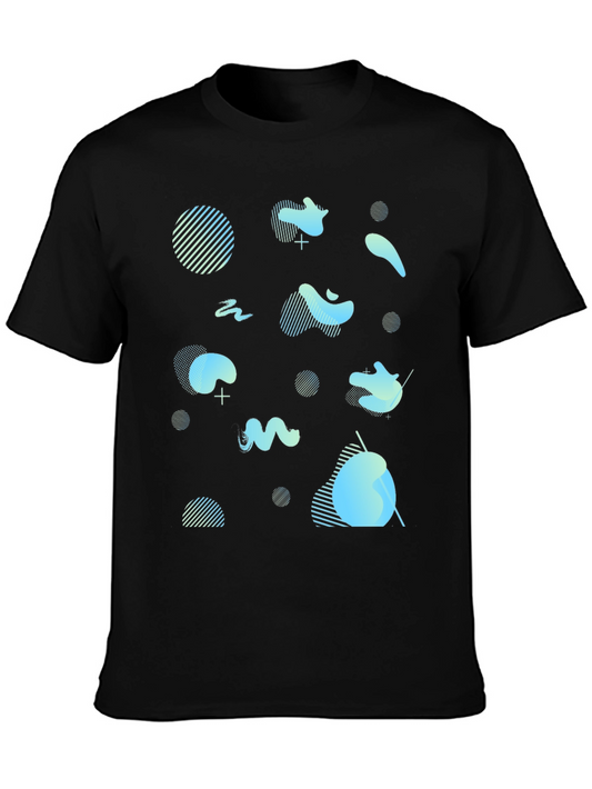 Abstract Print Black Crew Neck T-Shirt