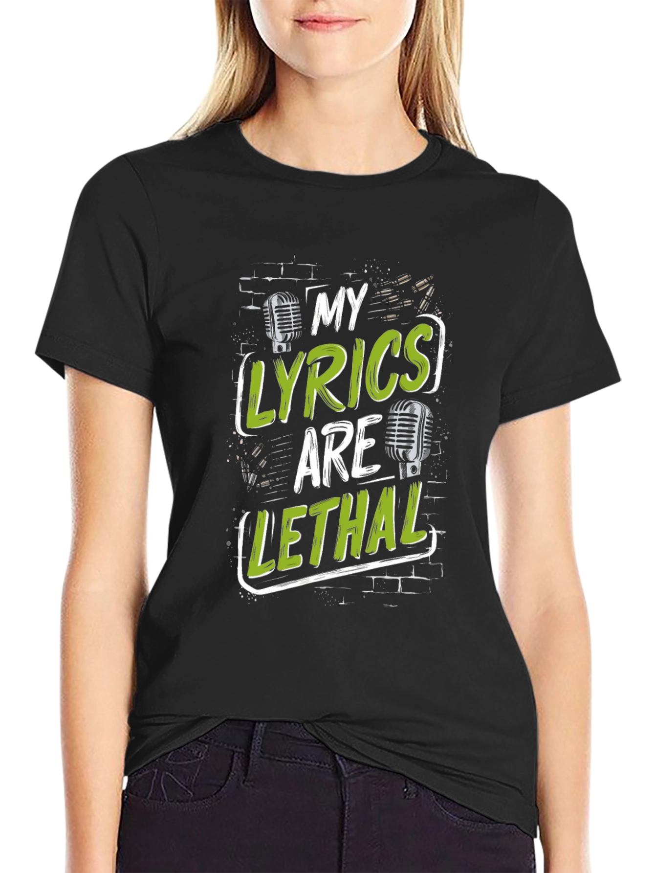 My Lyrics Are Lethal Black Graphic T-Shirt