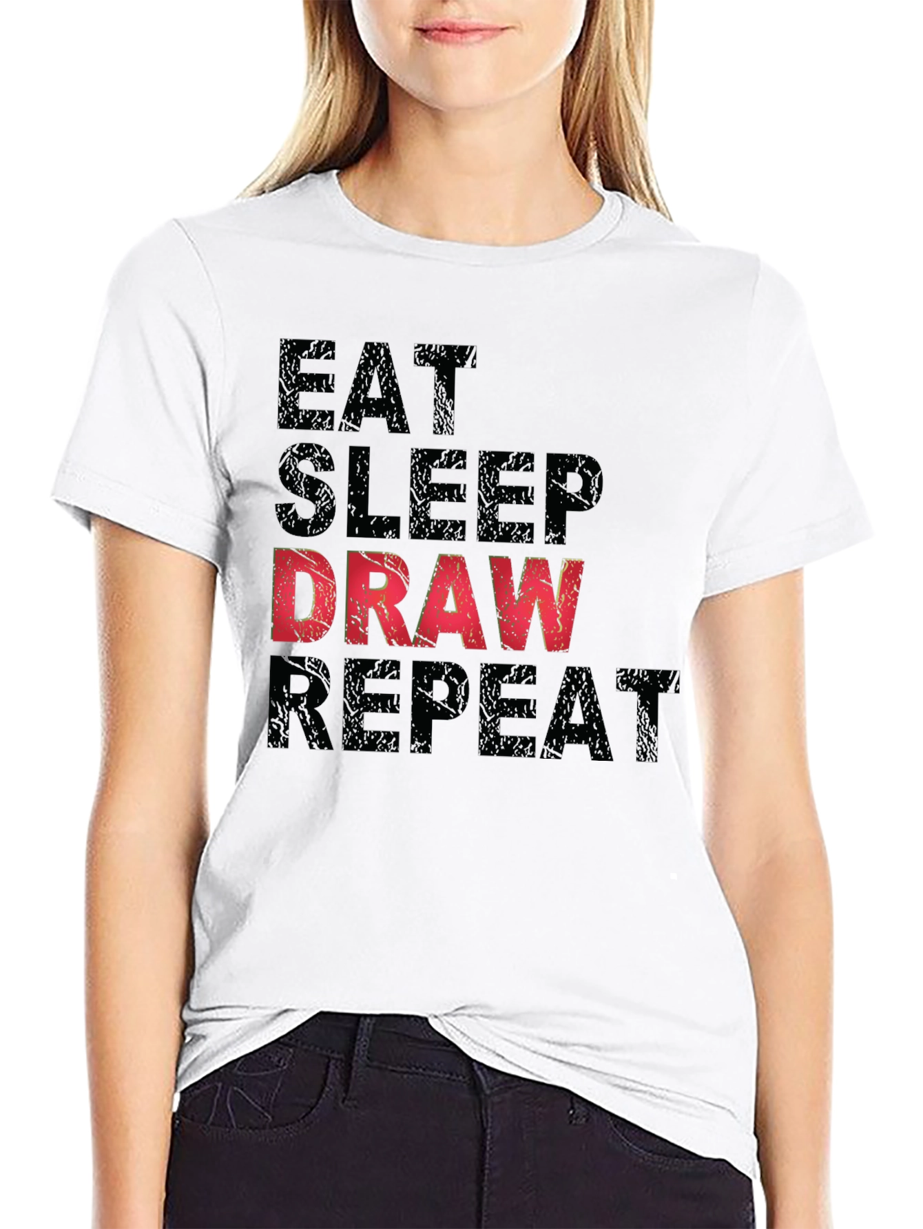 Eat Sleep Draw Repeat Graphic Tee - Black