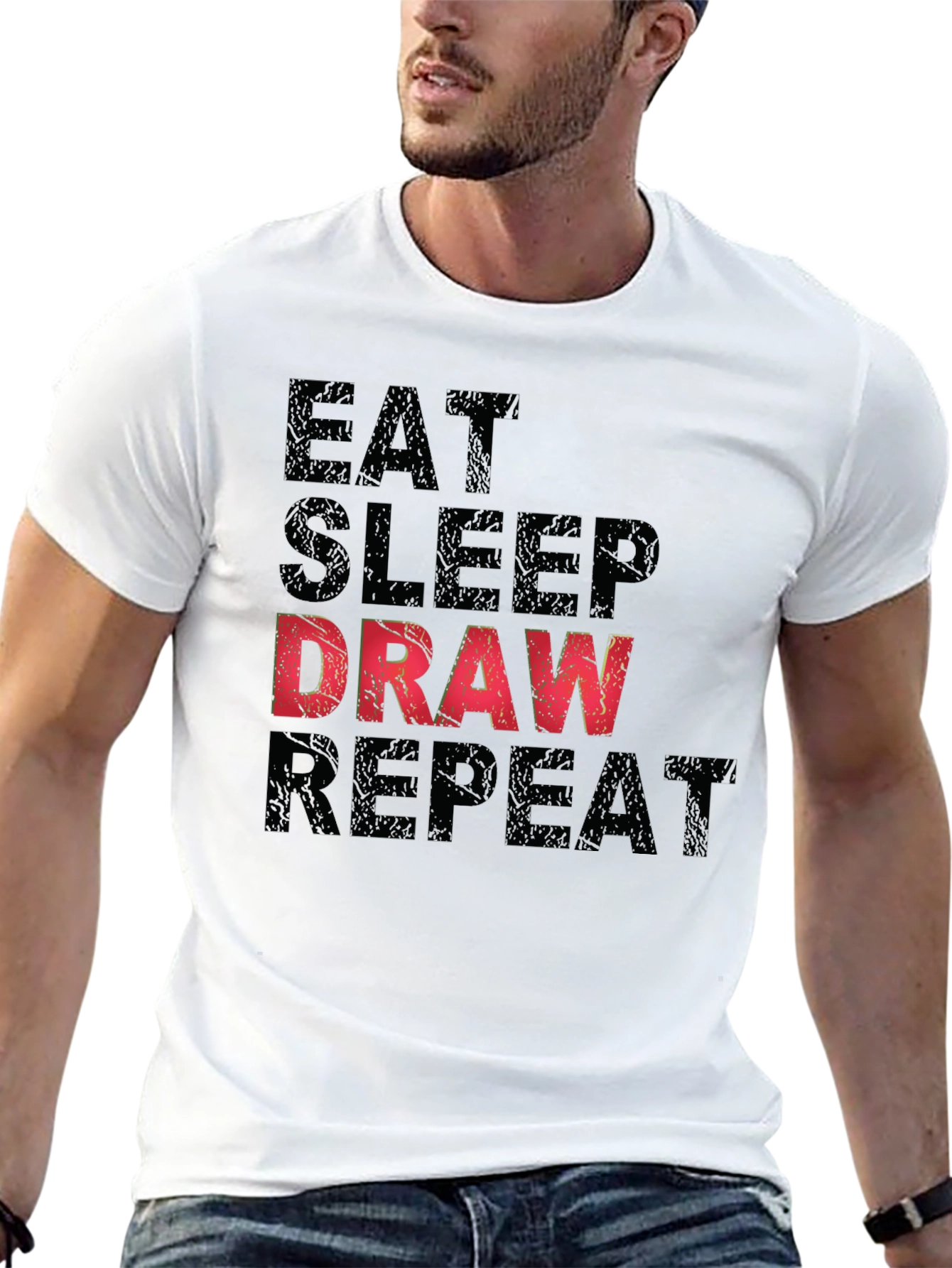 Eat Sleep Draw Repeat Graphic Tee - Black