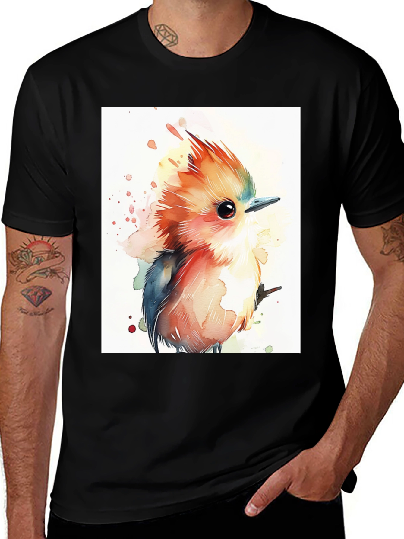 Watercolor Bird Graphic T-Shirt