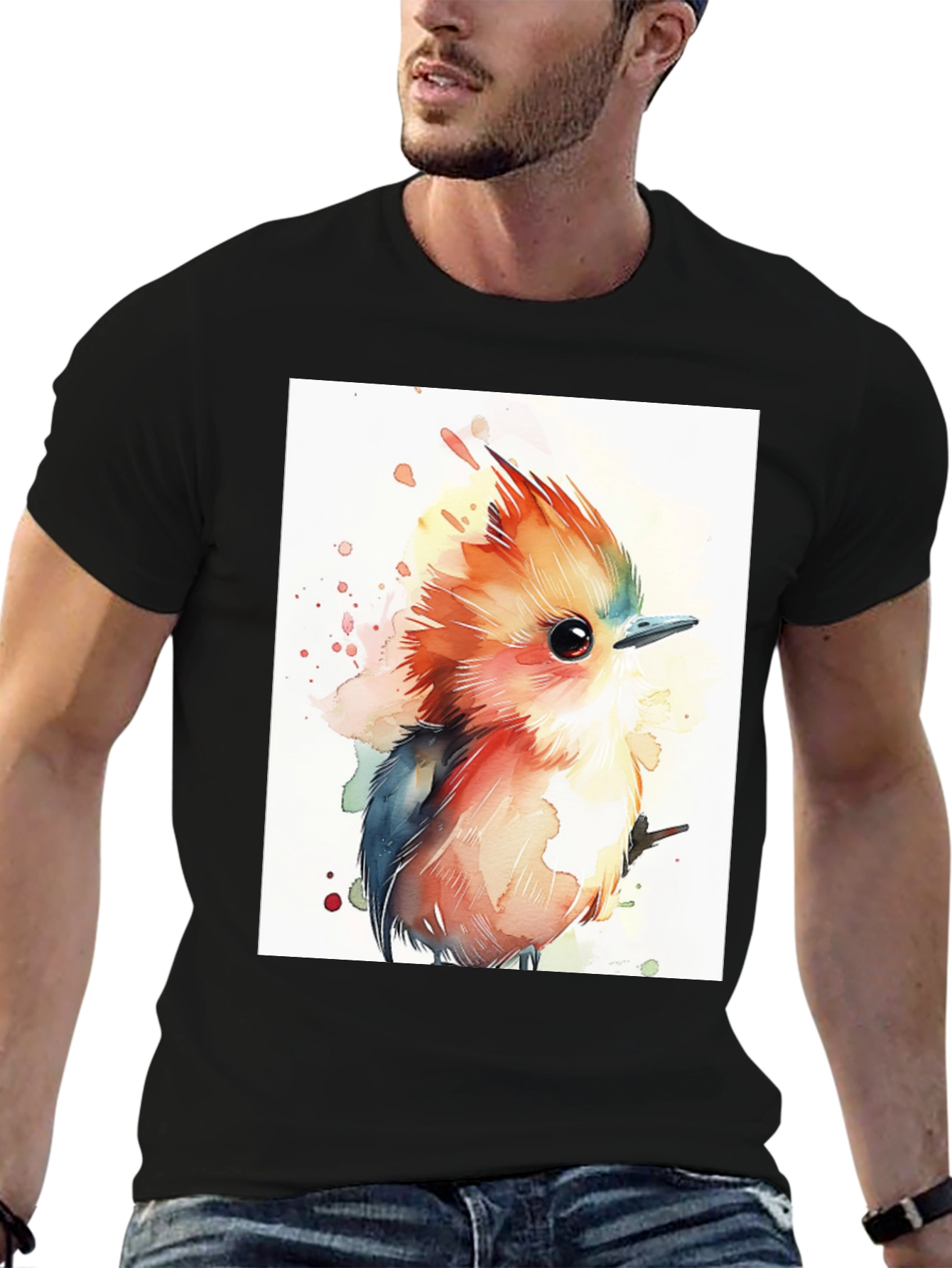 Watercolor Bird Graphic T-Shirt