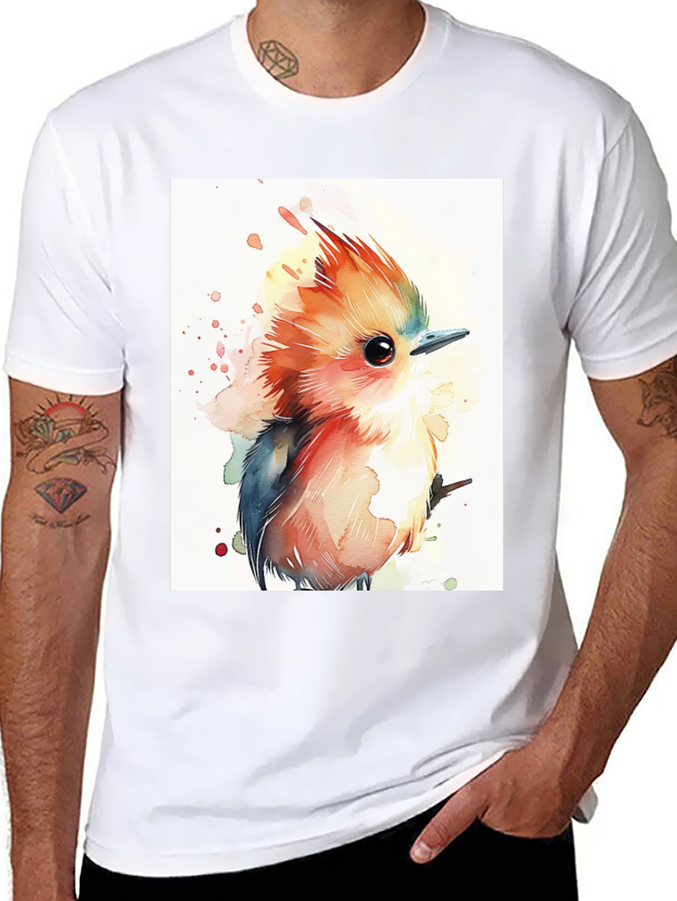 Watercolor Bird Graphic T-Shirt