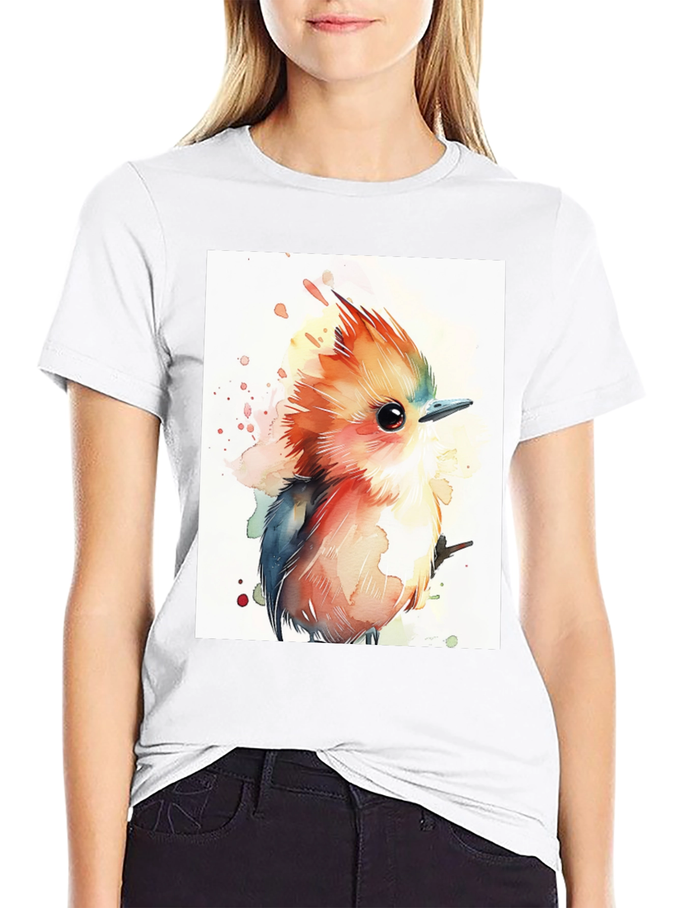 Watercolor Bird Graphic T-Shirt