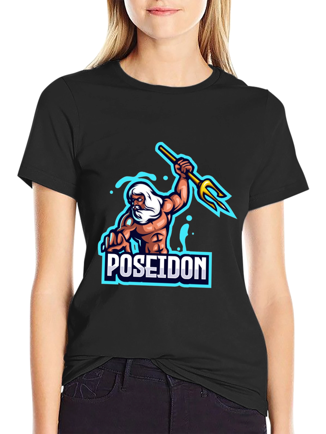 Poseidon Graphic T-Shirt - Black Cotton Tee