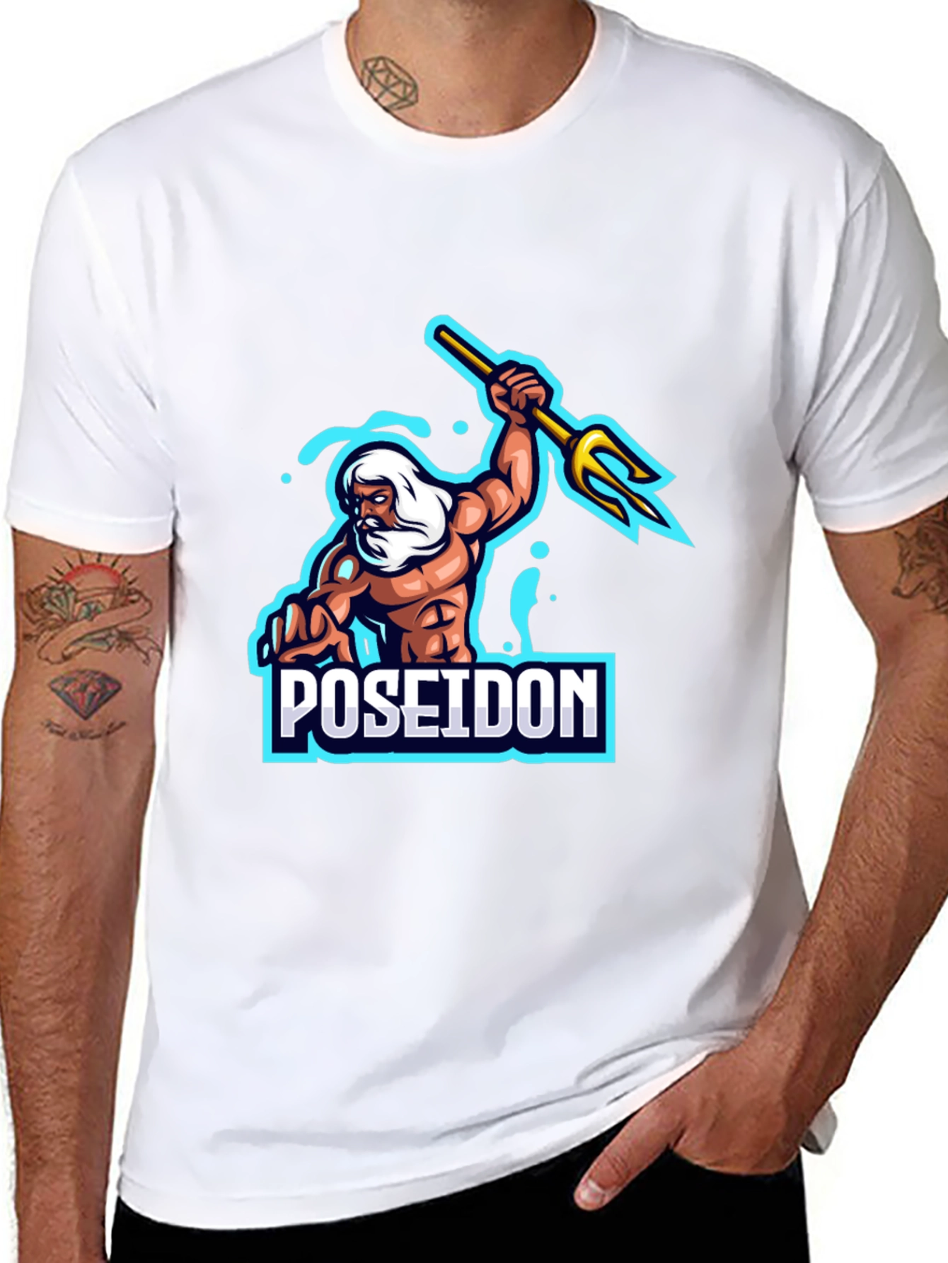 Poseidon Graphic T-Shirt - Black Cotton Tee