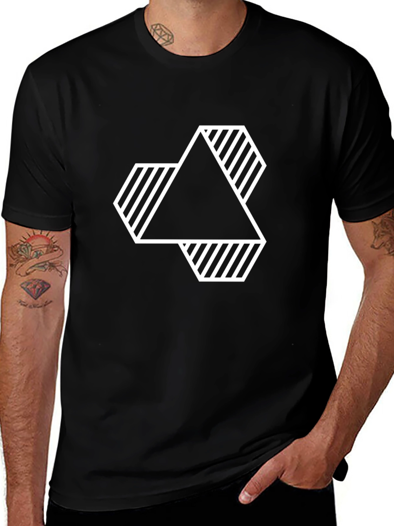 Geometric Graphic Black T-Shirt