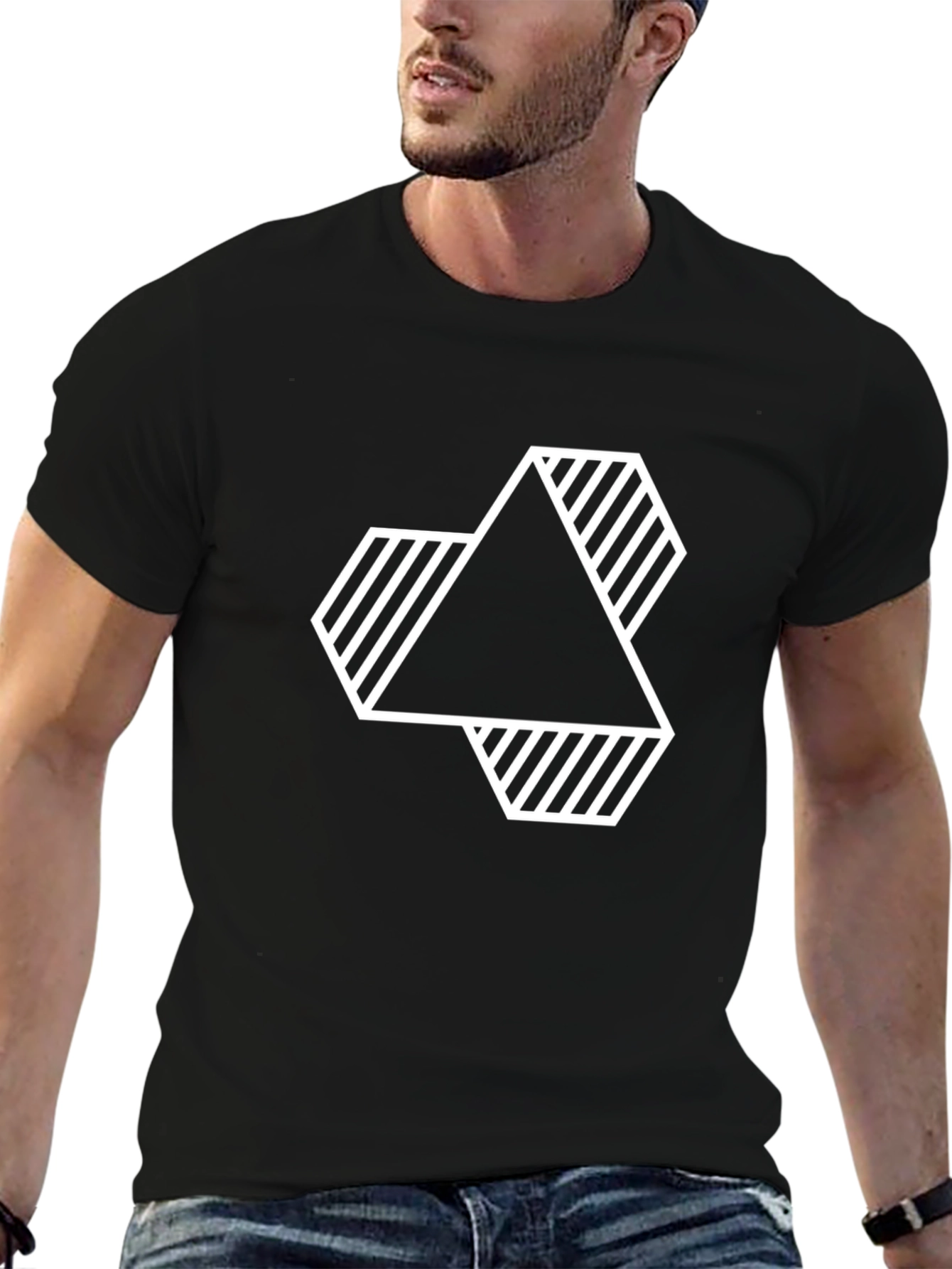 Geometric Graphic Black T-Shirt