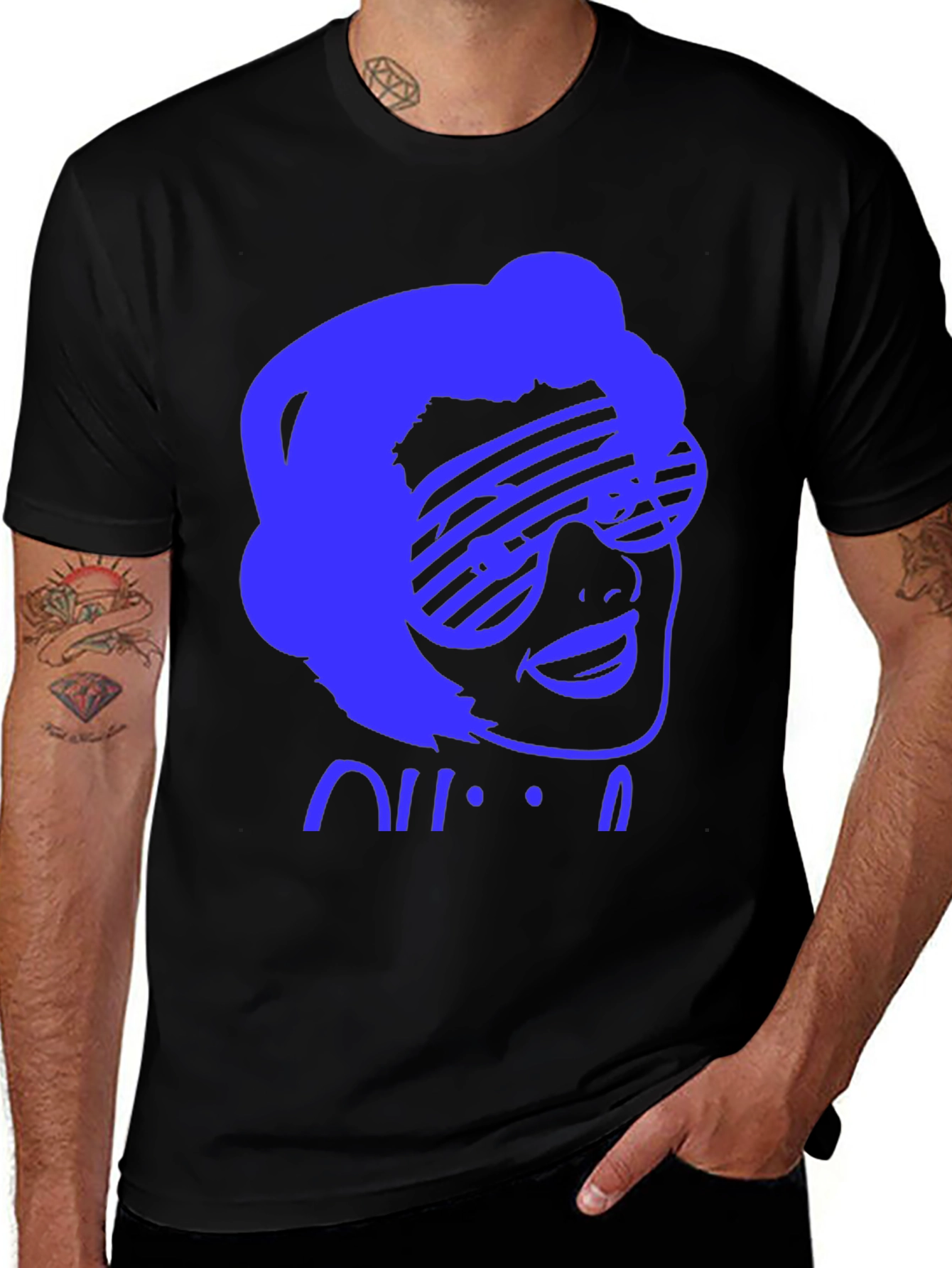 Retro Sunglasses Graphic Tee - Black