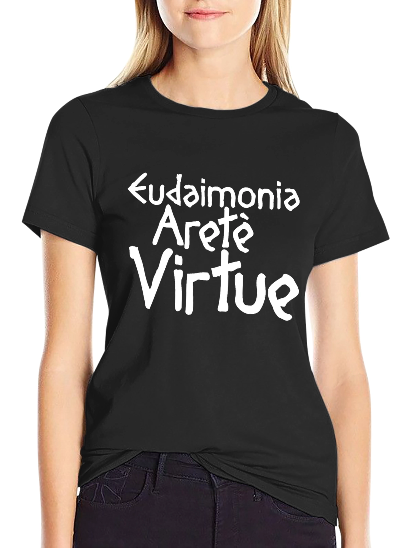 Eudaimonia Arete Virtue Graphic Tee - Black