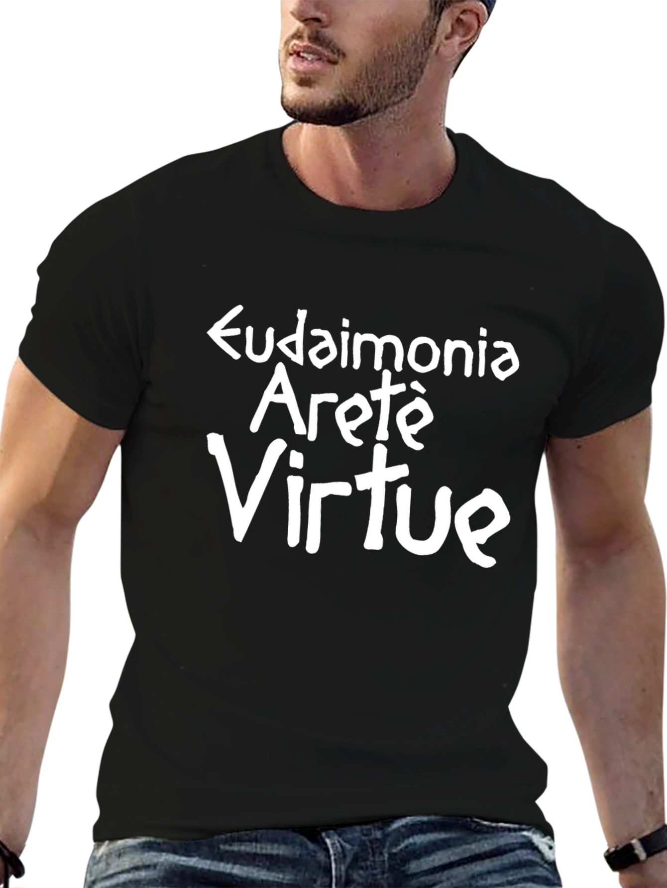 Eudaimonia Arete Virtue Graphic Tee - Black
