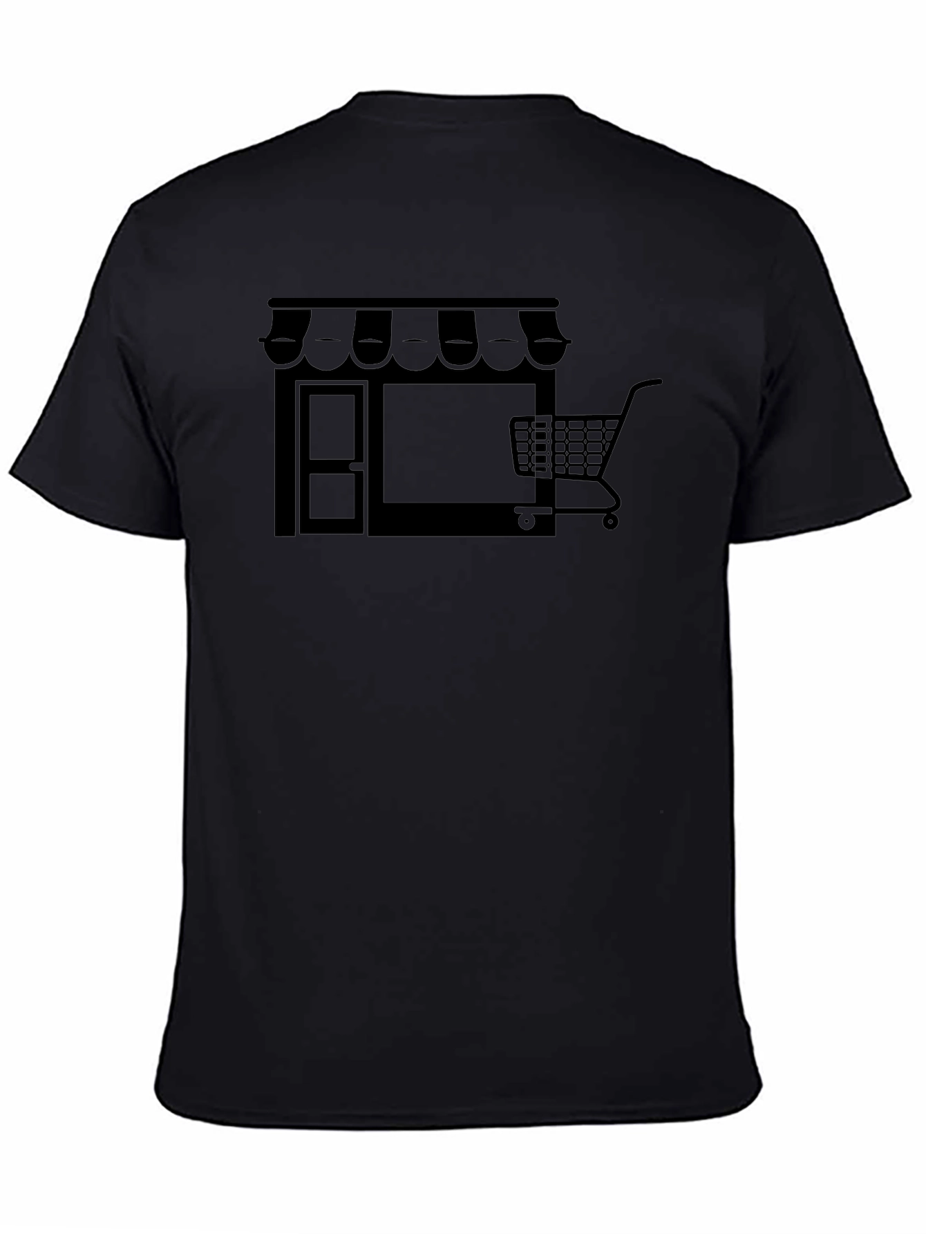 Black Shopping Cart Storefront Graphic T-Shirt