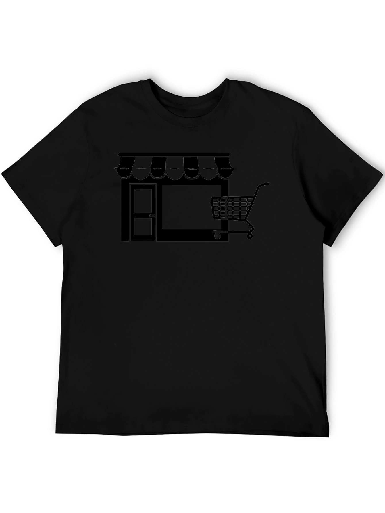 Black Shopping Cart Storefront Graphic T-Shirt
