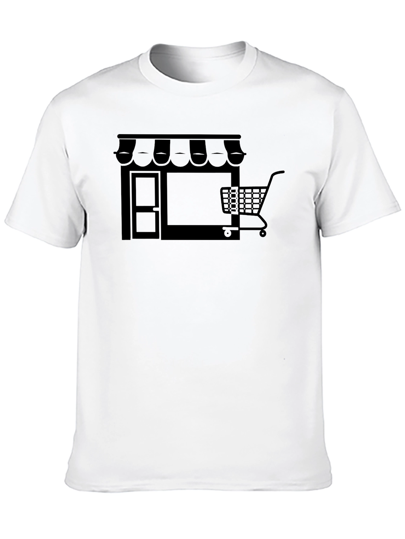 Black Shopping Cart Storefront Graphic T-Shirt