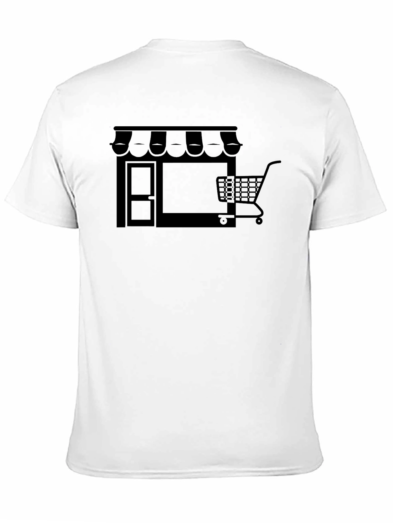 Black Shopping Cart Storefront Graphic T-Shirt