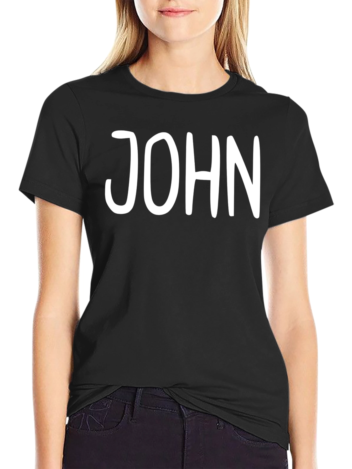 Personalized JOHN Black Cotton Graphic Tee