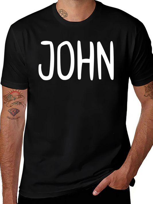 Personalized JOHN Black Cotton Graphic Tee