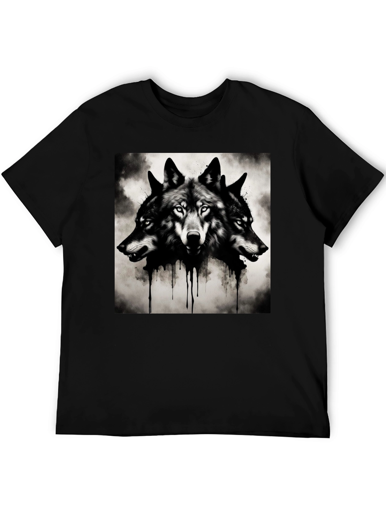 Three-Headed Wolf Graphic Tee - Black