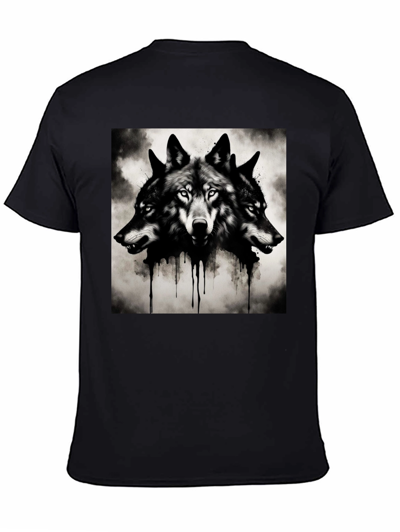 Three-Headed Wolf Graphic Tee - Black