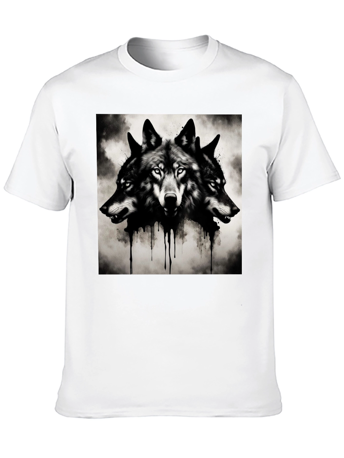 Three-Headed Wolf Graphic Tee - Black